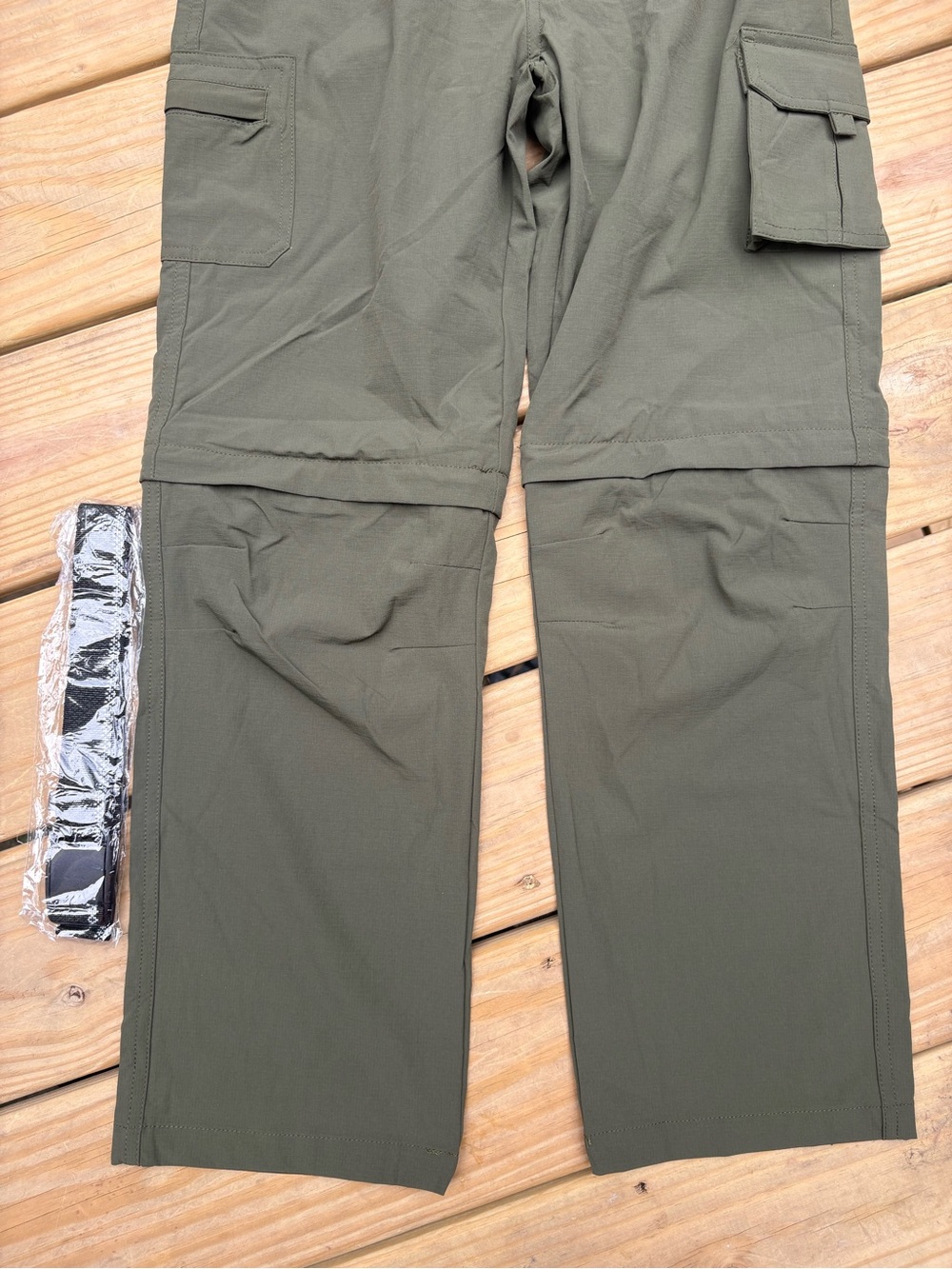 NEW Men’s L Olive Convertible Cargo Hiking Pants Zip Off Shorts Belt Tactical - Picture 3 of 6